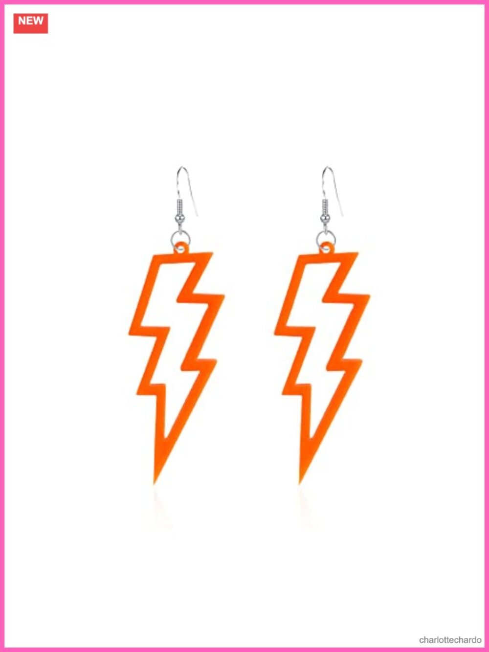 Lightning Bolt Acrylic Dangle Drop Earrings Retro 80s 90s Halloween Costume
